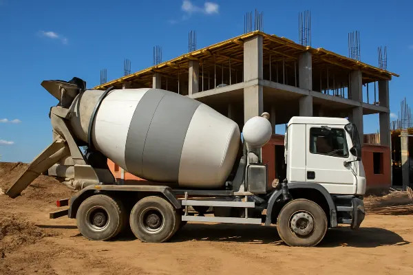 a white cement truck from Houston Concrete Contractor in Houston, TX - Concrete Walkways a white cement truck from Houston Concrete Contractor in Houston, TX - Concrete Walkways