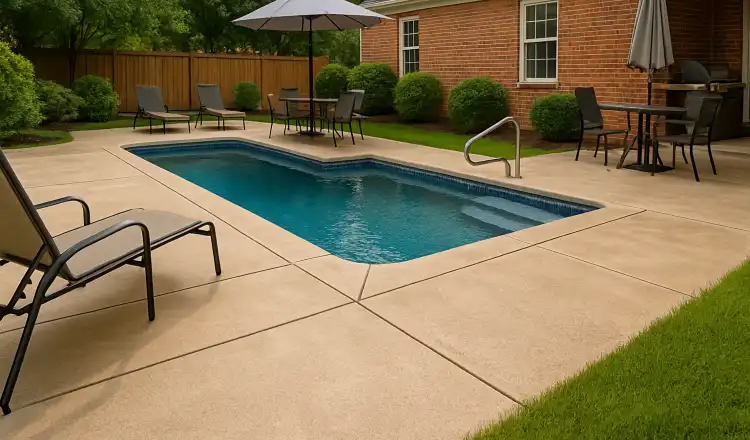 a swimming pool concrete deck from Houston Concrete Contractor in Houston, TX - concrete work houston