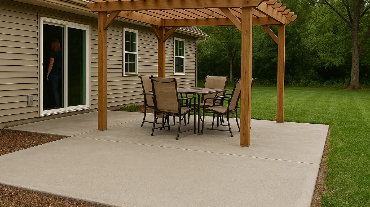 a concrete patio with a pergola from Houston Concrete Contractor in Conroe, TX - Conroe TX
