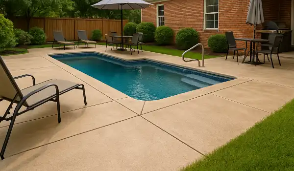 a swimming pool concrete deck from Houston Concrete Contractor in Houston, TX - Driveway Installation